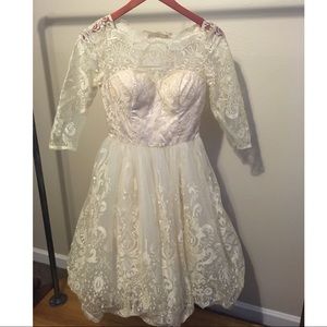 Chi Chi London Ivory Lace Dress, 2